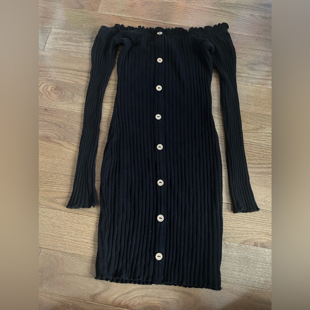 FASHION NOVA Black Ribbed Dress